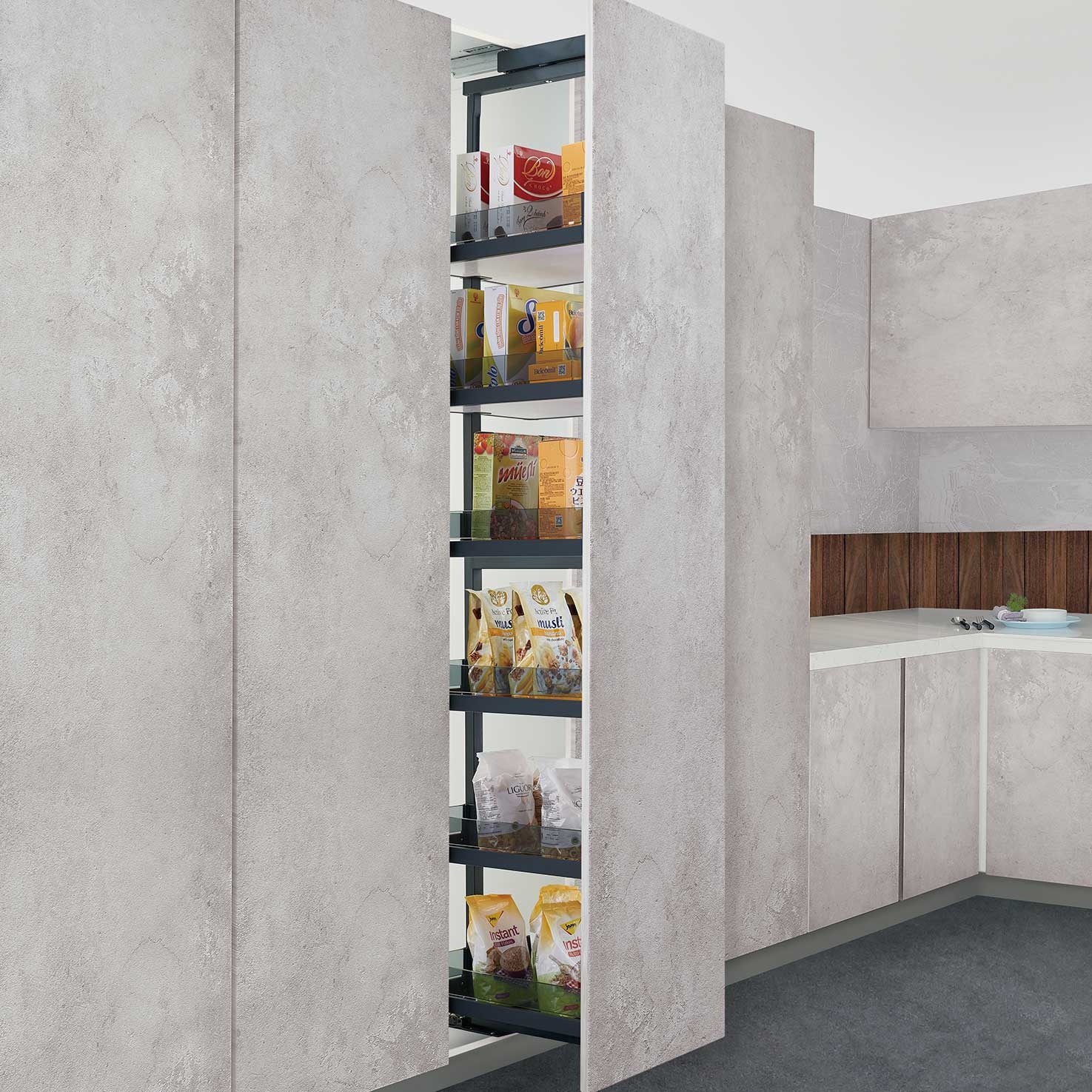 Soft Close Larder Pullout-Glass