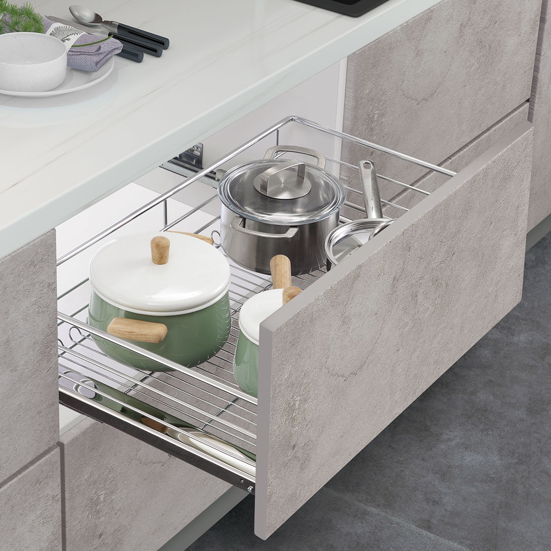 Soft Close 3 Side Pot Storage Basket